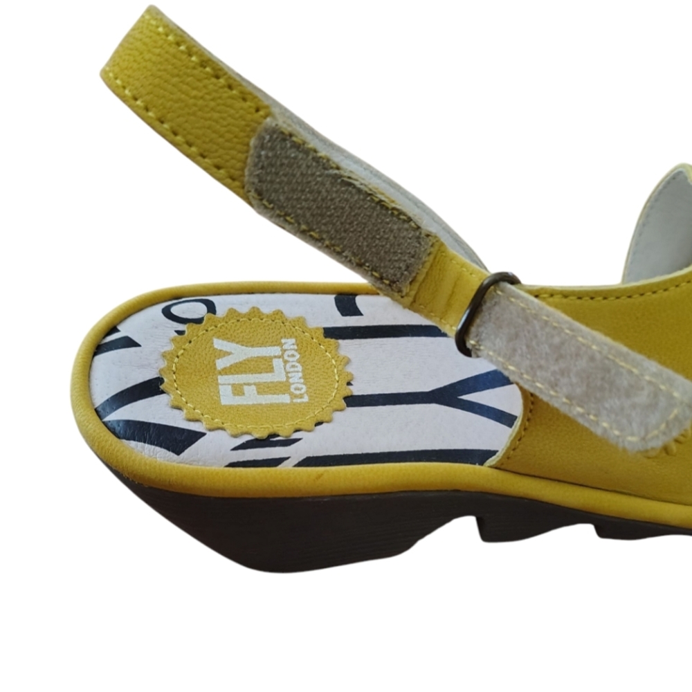 New Fly London Women's Yellow Lemon Wedge Sandals 39 - Picture 7 of 13